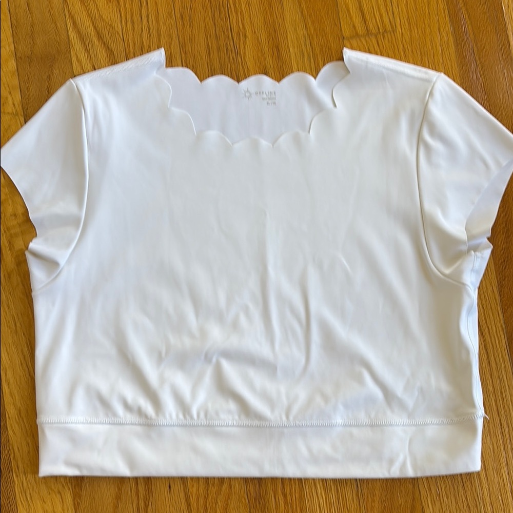White Scalloped Crop Top